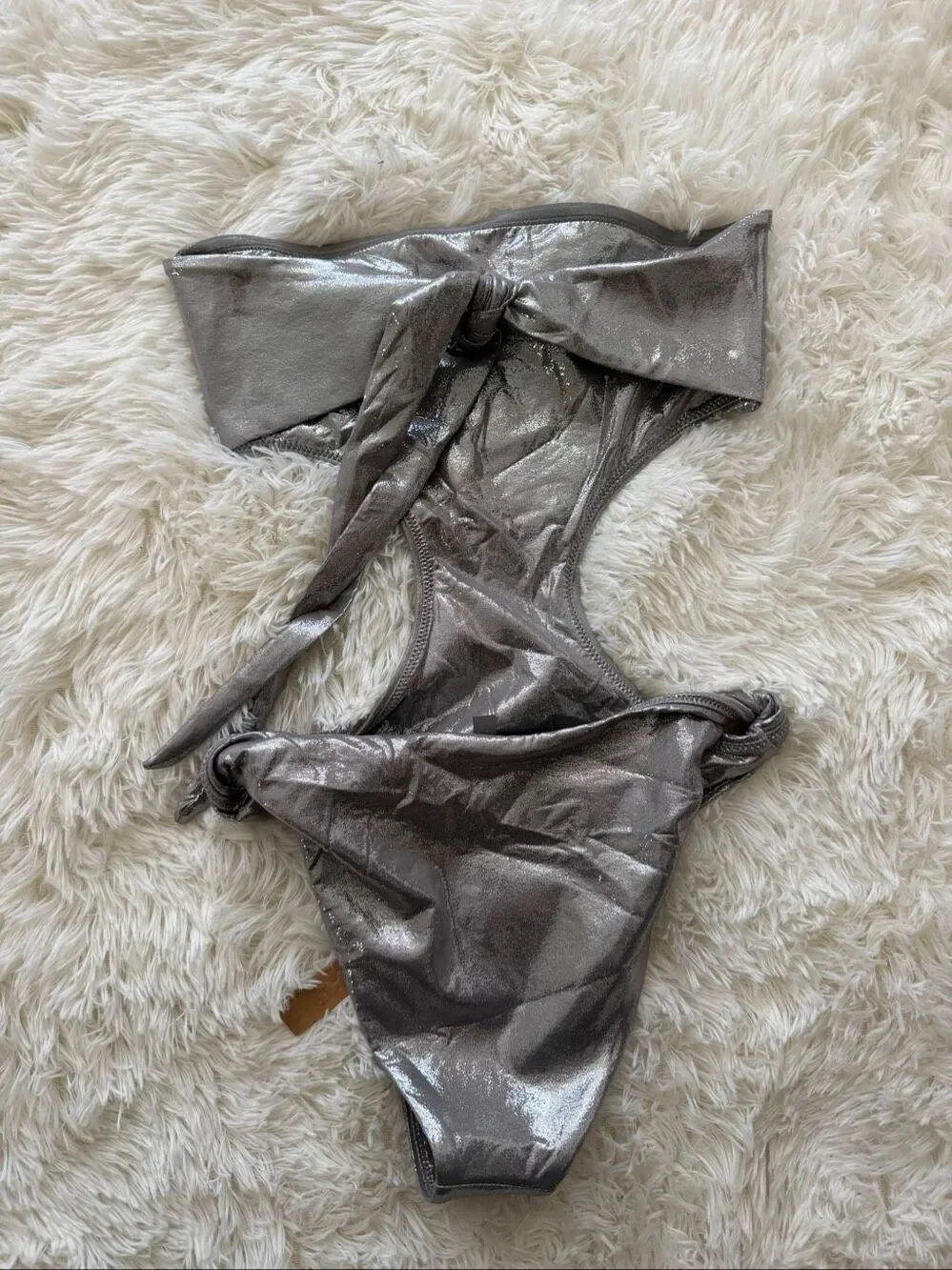Liquid shine swim strapless cutout monokini SKIMS size S color Smoke new with ta
